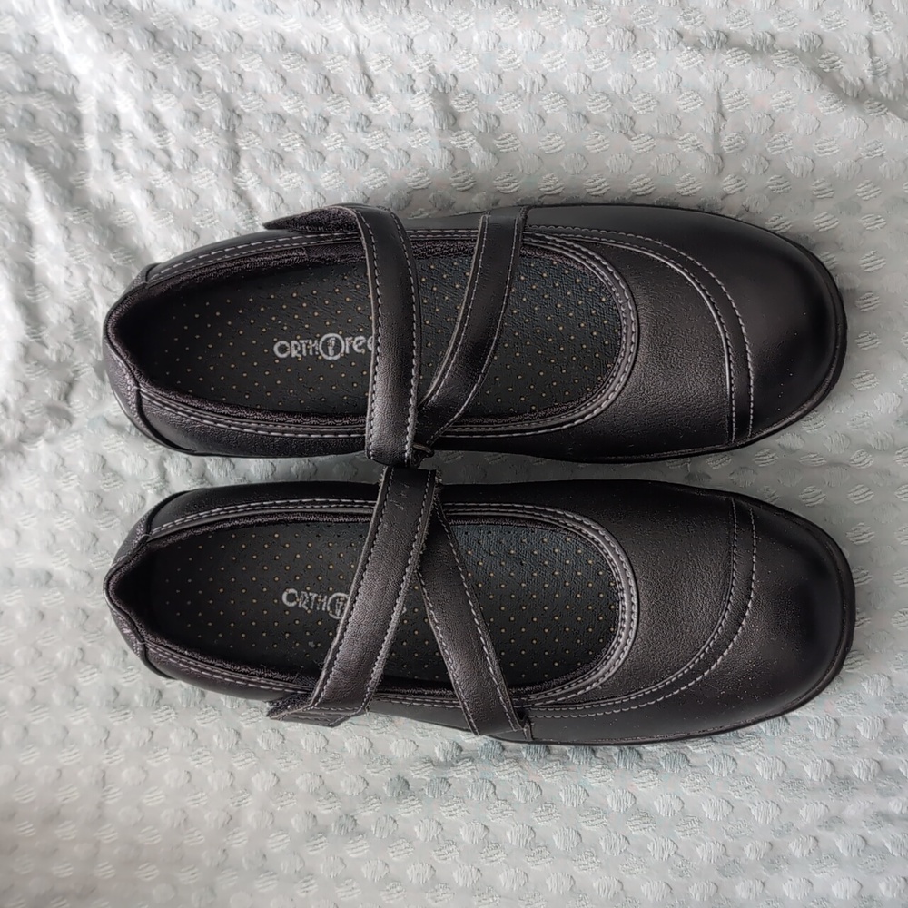 Orthofeet 865 Celina Diabetic Womens Mary Jane Black Shoes Size 7